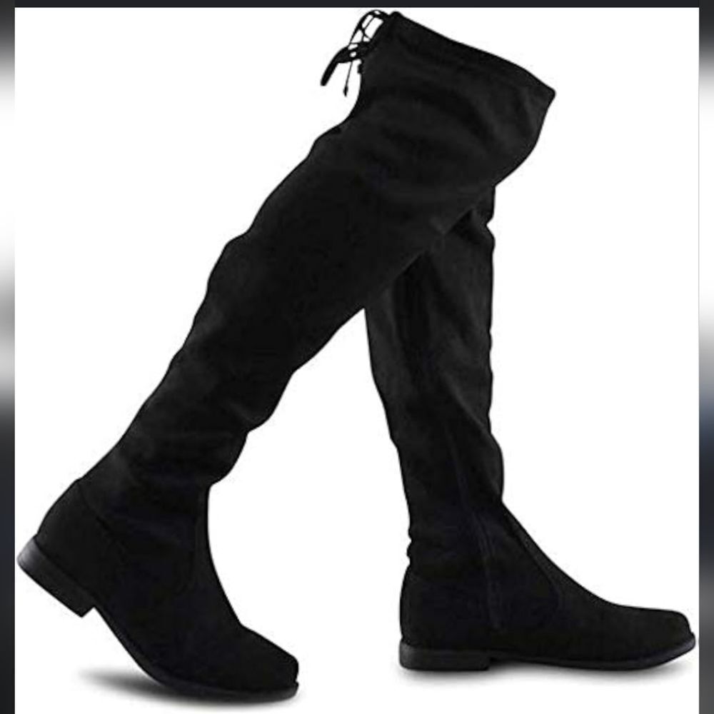 Wild Diva Women's Black Faux Suede Over-the-Knee Boots Size 7
